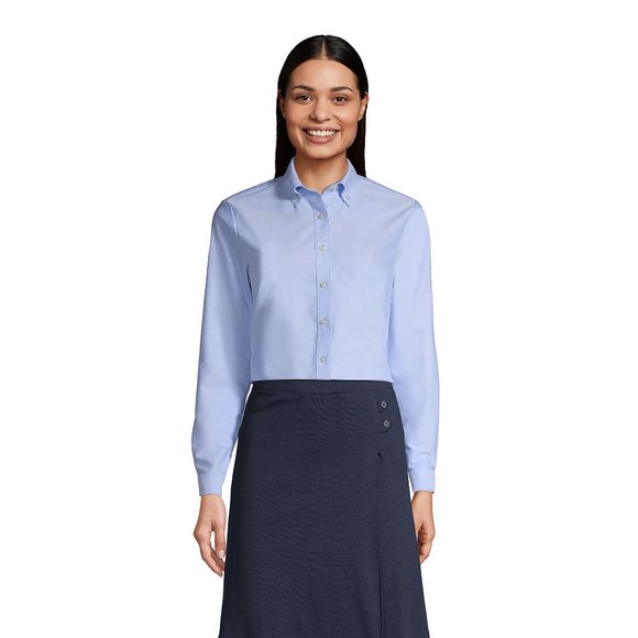 Lands' End Women's Long Sleeve Oxford Dress Shirt Blue, NWT - Picture 1 of 1